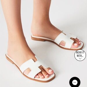 Steve Madden Hayden White Leather Slide Sandals